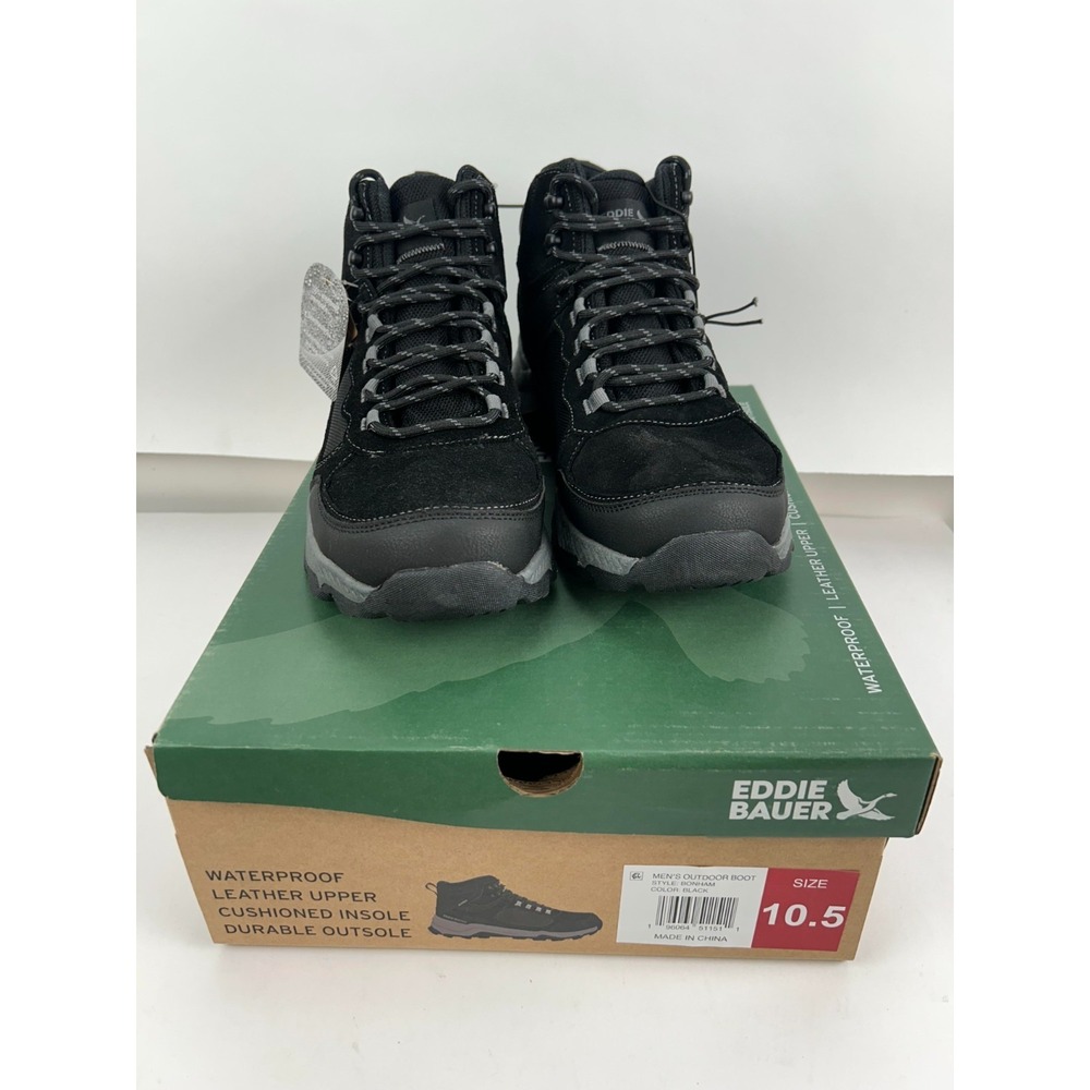 Eddie Bauer Men's Waterproof Outdoor Boots Style Bonham Size 10.5 M Black